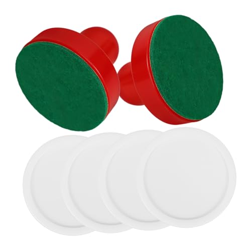 INOOMP 1set Ice Hockey Pucks and Accessories for Game Tables Includes Strikers Push Handles Felt Pads and Pucks Hockey Table Replacement Parts for Competitive Play