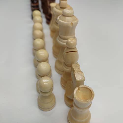 62 Pieces Wooden Checker Pieces & Chess Pieces 2 in 1 Chess Game Set Board Games Accessories Classic Wooden Chess Game Set in 2 Styles and 2 Colors