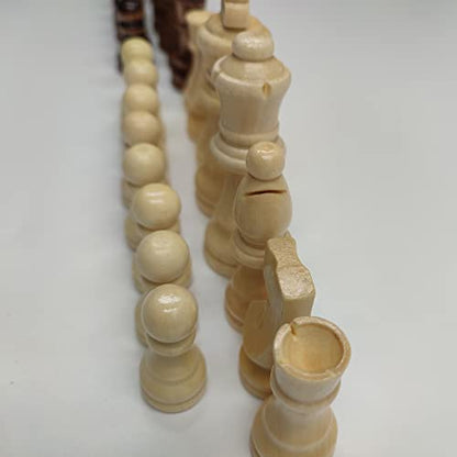 62 Pieces Wooden Checker Pieces & Chess Pieces 2 in 1 Chess Game Set Board Games Accessories Classic Wooden Chess Game Set in 2 Styles and 2 Colors