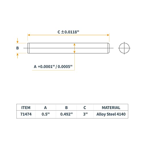 POWERTEC 71474 Hardened Steel Dowel Pins 1/2 Inch, Heat Treated and Precisely Shaped for Accurate Alignment, 4 Pack - size: 1/2" x 3" (4pk)