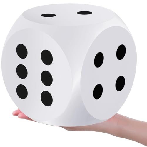Shappy 7 Inches Foam Dice Fun Filled Large Educational Toy Kawaii Giant Dice Decorative EVA Foam Jumbo Cube Big Square Building Blocks for Game Nights Learning Sessions (White) - color: White