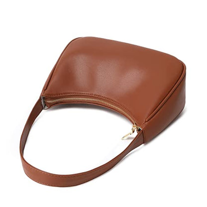 CYHTWSDJ Shoulder Bags for Women, Cute Hobo Tote Handbag Mini Clutch Purse with Zipper Closure - color: Brown