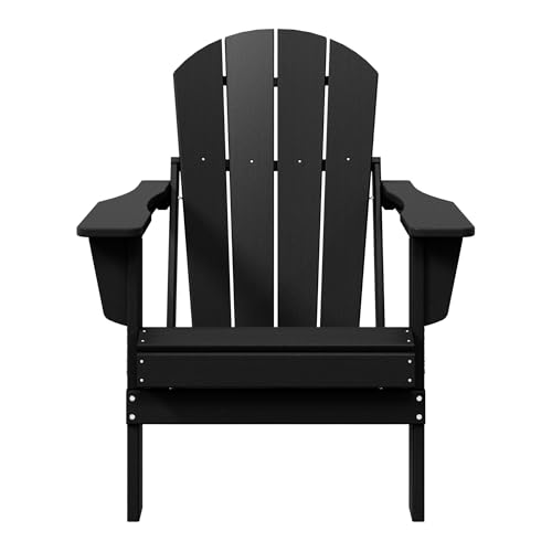 WestinTrends Malibu HDPE Outdoor Patio Folding Poly Adirondack Chair, Black - color: Black, size: 1 Chair