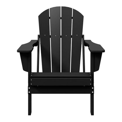 WestinTrends Malibu HDPE Outdoor Patio Folding Poly Adirondack Chair, Black - color: Black, size: 1 Chair