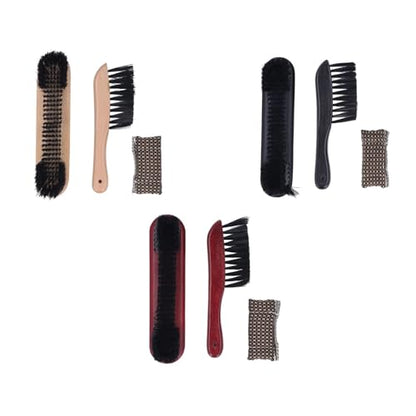 1set Wooden Handle Billiards Pool Table Rail Brush Set Cleaning Tools for Pool Tables and Cabinets - color: Black
