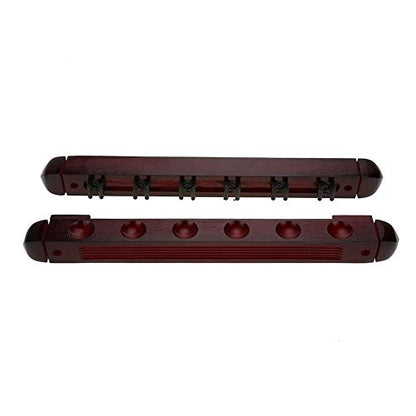Keenso Pool Cue Rack, Billiard Cue Rack, Wood Wall Mounted, 6 Cues Pool Cue Stick Holder with 4 Screw & Expansion Plug for Pool Bars, Billiard Rooms, Homes, Clubs, and Casinos