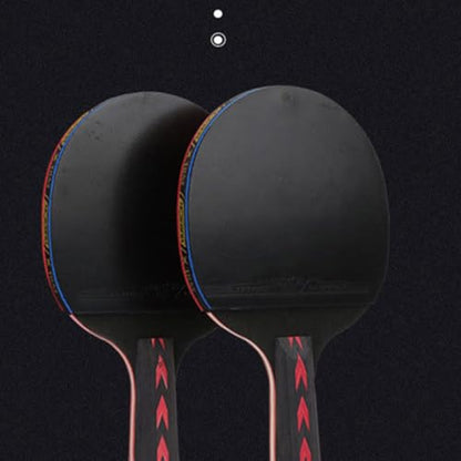 2pcs 5 Star Carbon Fiber Table Tennis Racket Double Pimples-in Pingpong Paddle Set for Teenagers Professional Training with Horizontal Grip, Portable Indoor Outdoor Sports