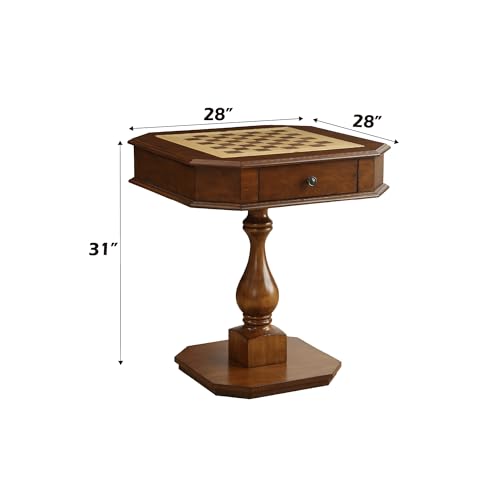 Chess Table, Reversible Chess Checker Game Table with 2 Drawers for Family Entertainment Room, 3-in-1 Square Game Tray for Chess Checker Backgammon, Cherry Finish - size: 28''-Chess Table Cherry Wood