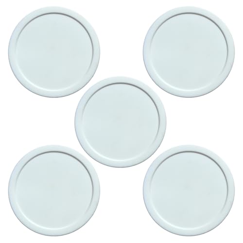 5 Count Round Air Hockey Pucks Replacement Pushers for Game Table, Standard Size Hockey Discs Accessories - color: White