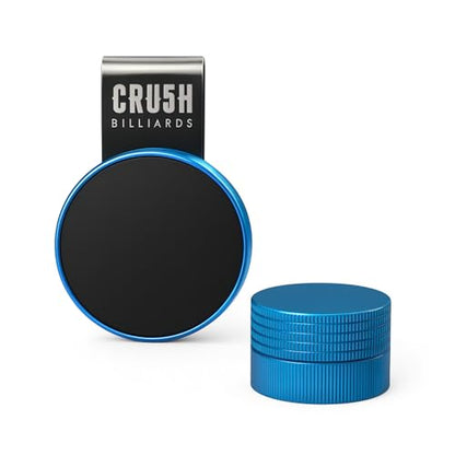 Magnetic Chalk Holder with Lid & Belt Clip – Round Billiard Pool Cue Chalk Holder with Strong Magnet, Portable Snooker Chalk Case for Players - color: Blue