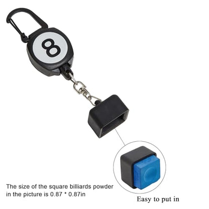 LAKE OF FIRE Billiard Chalk Holder，Pool Chalk Holder with Retractable Key Ring Black - size: Square