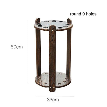 Pool Cue Racks,Freestanding Pool Cue Rack Floor Stand -Billiard Cue Racks Holder Angle,Ball Floor Rack/Square/8 Holes (60X30X24Cm) (Round 9 Holes (60X33Cm))