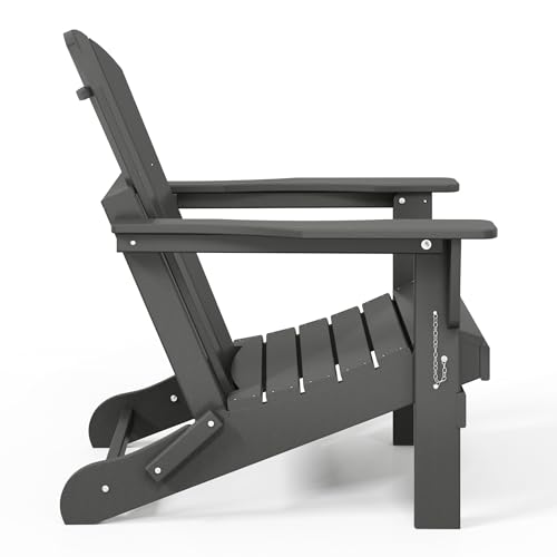 WestinTrends Malibu 2 Piece Set Outdoor Folding Poly Adirondack Chair, Gray - color: Grey, size: 2 Chair