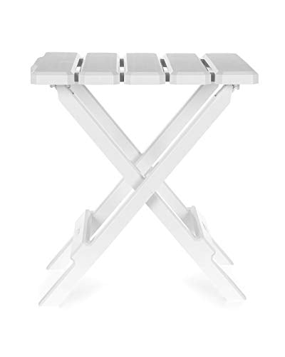 Camco Adirondack Style Folding Plastic Large Table with Footrest Design and Easy to Setup Construction for Indoor or Outdoor Use, White