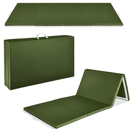 Best Choice Products 10ftx4ftx2in Folding Gym Mat 4-Panel Exercise Gymnastics Aerobics Workout Fitness Floor Mats w/Carrying Handles - color: Jungle