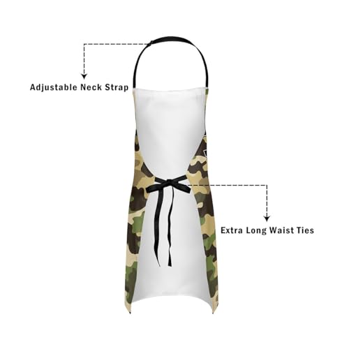 Castle Fairy Cartoon Baseball Kitchen Apron,Bow Knots Waterproof Apron - color: Green Camo