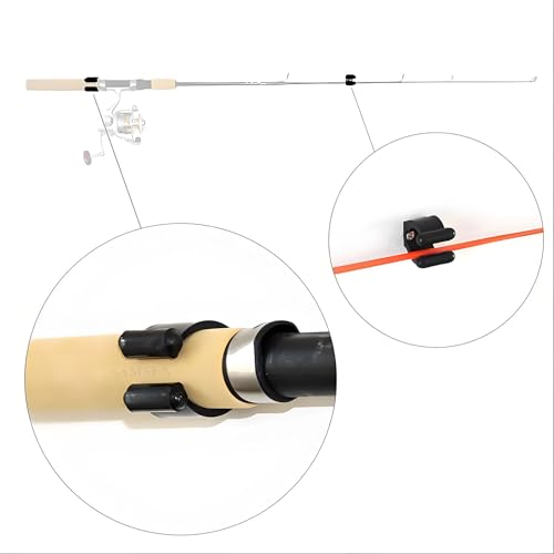 24 PCS Fishing Rod cClips Plastic Billiards Cue Holder Clips Wall Mounted Fishing Rod Holders Billiards Snooker Cue Clips for Fishing Rods Pool Rods with Screws - color: Black