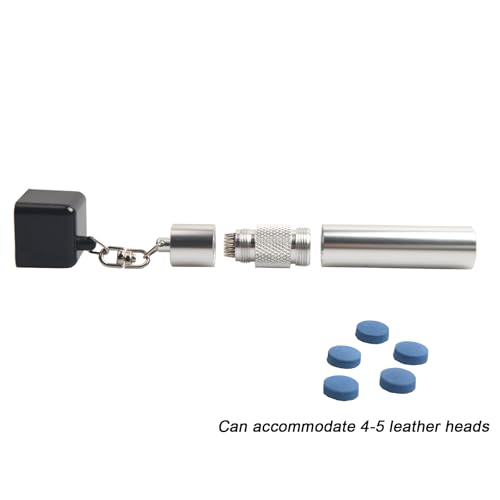 LAKE OF FIRE 3-in-1 Snooker/Pool Cue Tip Shaper with Repair Tool, Cue Tip Storage, and Billiard Chalk Holder - color: Silvery