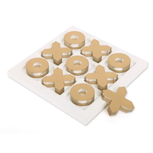 NIKKY HOME Acrylic Tic Tac Toe Wood Board Game Classic Coffee Table Decor Decorative Wooden Travel Game for Family, Gold - color: Gold