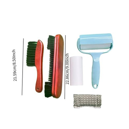 5 Pieces Billiard Cleaning Brush Set Pool Table Cleaner Wooden Handle Felt Cleaner Accessories Roller Multifunctional Tool Suitable for Home Game - color: Red