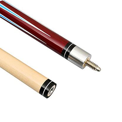 Set of 2 Pool Cue Stick,58" 2 Piece Maple Billiard Cue Stick - color: Red