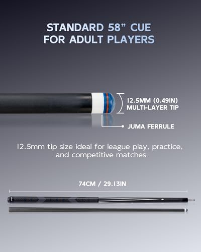 CRICAL Carbon Fiber Pool Cue Stick 58" Billiard Cue Sticks Professional Low Deflection Pool Sticks with 3/8 * 8 Pin Joint and 12.5mm Tip - color: 020-CL01 set