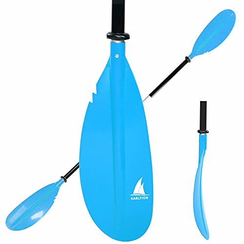 Karltion Kayak Paddle - Adjustable 2 Pieces Aluminum Alloy Shaft with Glass Fiber Blade for Surfing,Oar Fishing Easy Packable Travel - color: Blue, size: 86"-1 paddle