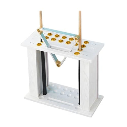 Portable Billiard Cue Holder,Freestanding Pool Cue Display Rack,can Hold Billiard Balls and a Tripod,for Game Room Club(White) - color: White