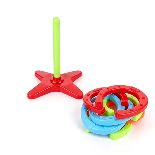 9.65" Horseshoes Ring Toss Game Set Includes 8 Horseshoes for Outdoor and Indoor Camping Backyard Beach Party