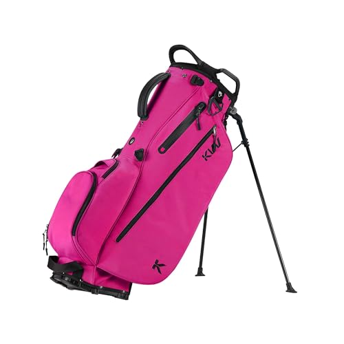 KVV Lightweight Golf Stand Bag with 7 Way Full-Length Dividers, 5 Zippered Pockets, Automatically Adjustable Dual Straps，Elegant Design - color: Shocking Pink