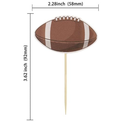36Pcs American Football Cupcake Toppers Rugby Ball Cupcake Decorations Sport Ball Cupcake Toothpicks for Football Themed Baby Shower Kids Birthday Party Cake Decorations - style: American Football