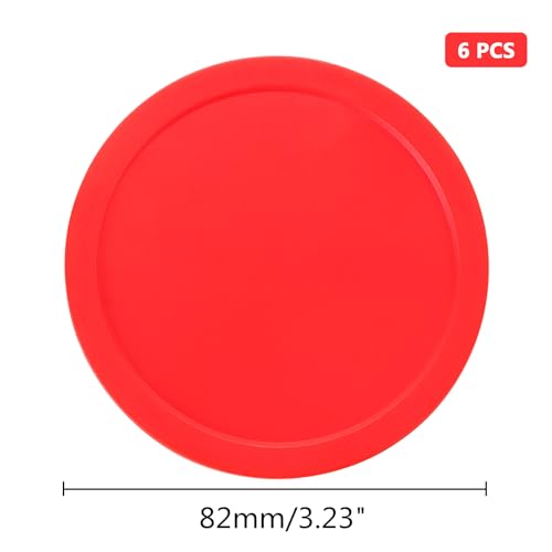 6 Pack 3 1/4 Inches Air Hockey Pucks Full Size Heavy Replacement Pucks for Air Hockey Tables (Red 82mm)