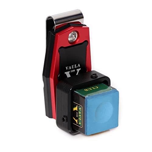 Billiard Metal Magnetic Pool Cue Chalk Holder with Chalk (Red/Black)