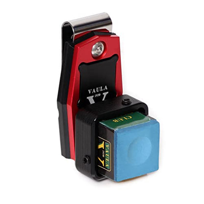 Billiard Metal Magnetic Pool Cue Chalk Holder with Chalk (Red/Black)