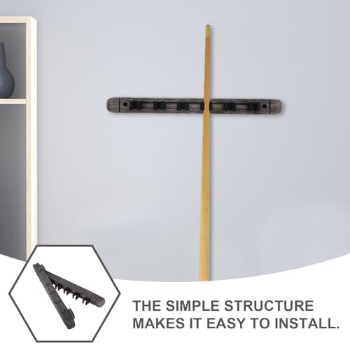 Kisangel Wall Mounted Solid Wood Billiard Cue Rack with Silver Gray Finish, 6-cue Pool Stick Holder for Game Room and Home Recreation Storage
