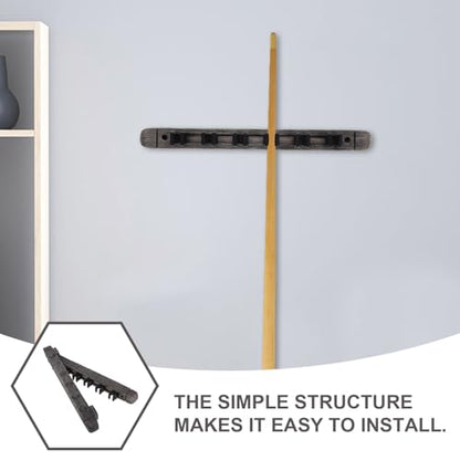 Kisangel Wall Mounted Solid Wood Billiard Cue Rack with Silver Gray Finish, 6-cue Pool Stick Holder for Game Room and Home Recreation Storage