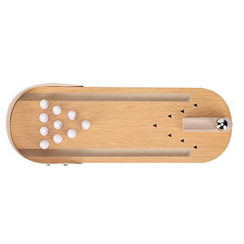 Zerodis Desktop Bowling Game Toy Home Bowling Alleys Set Wooden Board with 10 Balls Party Playing Tabletop Games for Office Home Travel Family Fun Gift 11x3.9x1.6in Desktop