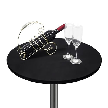 Small Round Fitted Table Cover Cocktail Table Topper Cap Elastic Tablecloth Stretch Spandex Table Cloth for Bar Pub Party Black 30 Inch - color: Black, size: 30" (Round)