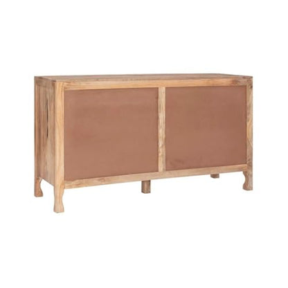 Pemberly Row Transitional Mango Wood Two Door Cabinet, Natural Brown Finish, 60" w x 20" d x 34" h, Handcrafted Storage Sideboard for Dining Room, Entryway, or Living Room