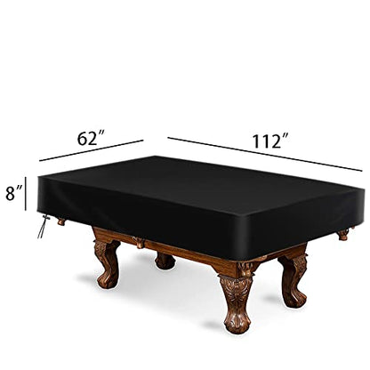 amberr Billiard Pool Table Cover,Waterproof Fade Resistant Windproof Scratch Resistant Covers Cover for Pool Table Snooker Billiard Table (Black, 9FT: 112x62x8in) - color: Black, size: 9FT: 112x62x8in