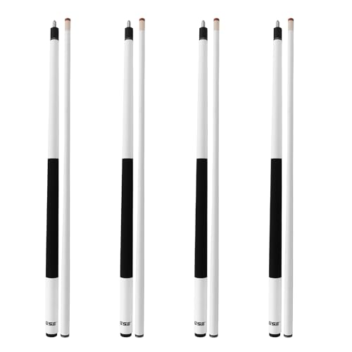 GSE Games & Sports Expert 58" 2-Piece Fiberglass Graphite Composite Billiard Pool Cue Sticks (Several Colors Available, Weight from 18oz, 19oz, 20oz, 21oz) - color: Matte White, style: set of 4