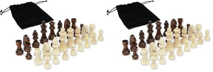 DA VINCI Staunton Wood Chess Pieces 32 Chessmen and Storage Bag (2.5 Inch King) (Pack of 2) - size: 2.5 Inch King (Pack of 2)