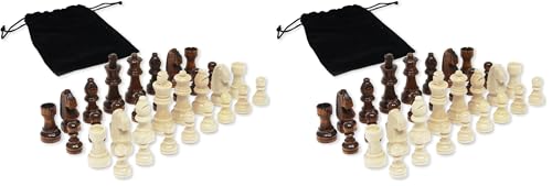 DA VINCI Staunton Wood Chess Pieces 32 Chessmen and Storage Bag (2.5 Inch King) (Pack of 2) - size: 2.5 Inch King (Pack of 2)
