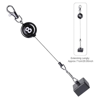 Billiard Chalk Holder–Cue Chalk Holder Clip Setwith Retractable Key Ring with 3 Interchangeable – Hexagon Cylinder Square Designs