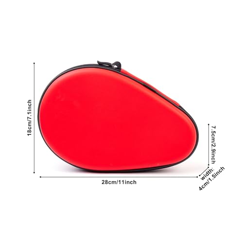 MiOYOOW Table Tennis Racket Case, Hard Shell Ping Pong Storage Bag Ping Pong Paddles Case with Zipper Can Hold 2 Short-Handled Rackets or 1 Long-Handled Racket - color: red