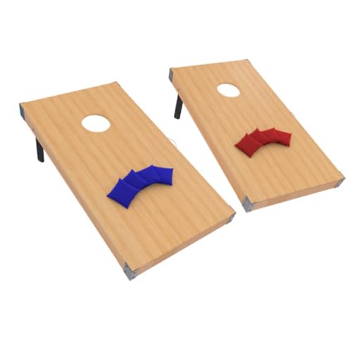 Cornhole Set - 4ftx2ft Regulation Size Outdoor Bean Bag Toss with 8 Bags Included - Yard Games for Ages 14 Years Old and up by Trademark Games (Blue, Red, Tan)