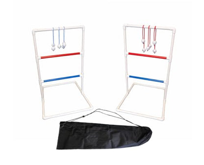 Premium Da Ladder Ball Set, Outdoor Lawn Toss with Real Golf Ball Bolas, PVC Frame, Carrying Bag, Red White and Blue, Made in USA