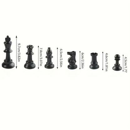 32 Plastic Chess Pieces Set - Black & White Chessmen for 15-20 Inch Boards, Felt Bottom, with Drawstring Storage Bag - Ideal for Beginners & Chess Enthusiasts-No Board Included (3.82inch/9.7cm) - size: 3.82inch/9.7cm