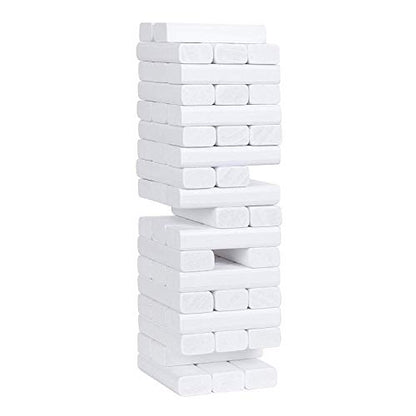 WE Games Wooden Block Stacking Party Game for Adults, Tumble Tower Wedding Guest Book Alternative, Tabletop Games, Includes Storage Case, 12 inches - color: White