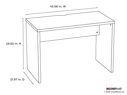 ClosetMaid 43.8 in. W Home Office Desk for Computer Laptop, Writing, Study with Modern, Simple Style, White Finish, 44" W x 22" D - color: White, style: Rectangle Desk